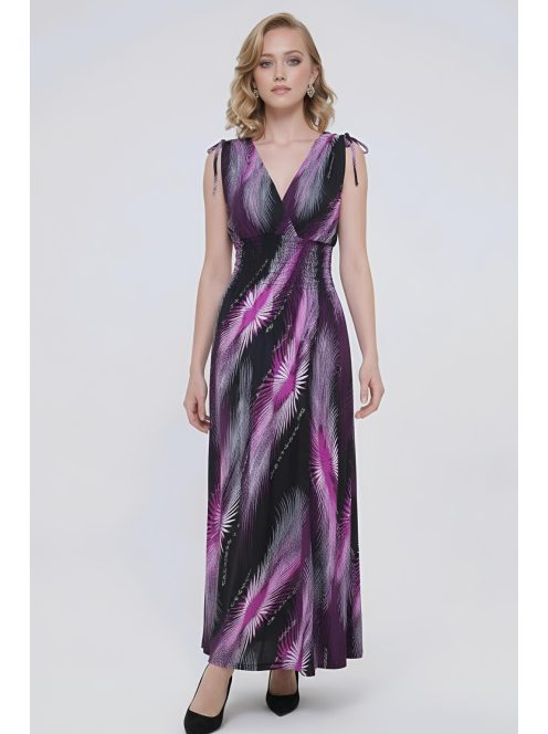 AMINA színes maxiruha - pink/fekete