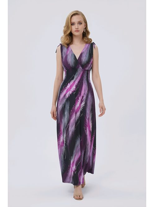 AMINA színes maxiruha - pink/fekete