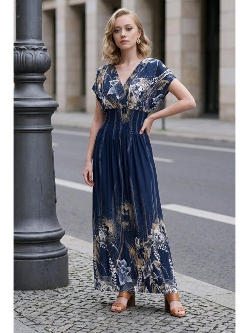 ANNI ejtett vállú maxiruha - sötétkék