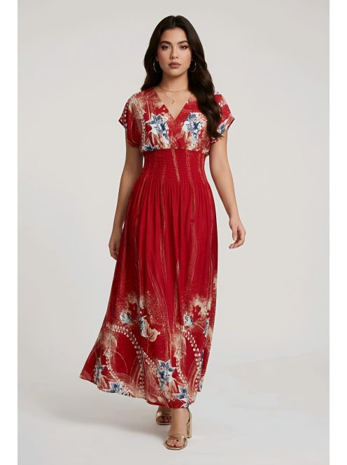 ANNI ejtett vállú maxiruha - piros