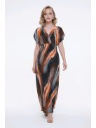 ANNI ejtett vállú maxiruha - narancs/fekete