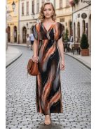 ANNI ejtett vállú maxiruha - narancs/fekete