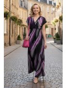 ANNI ejtett vállú maxiruha - pink/fekete