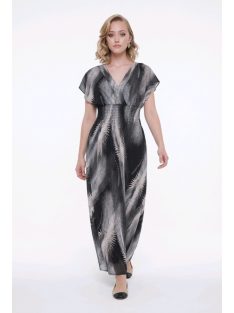 ANNI ejtett vállú maxiruha - bézs/fekete