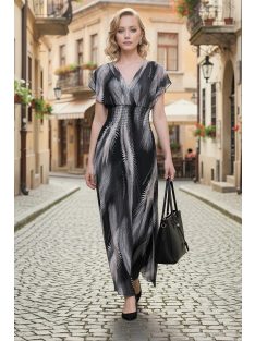 ANNI ejtett vállú maxiruha - bézs/fekete