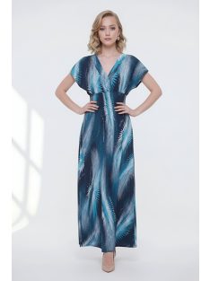 ANNI ejtett vállú maxiruha - türkiz/sötétkék