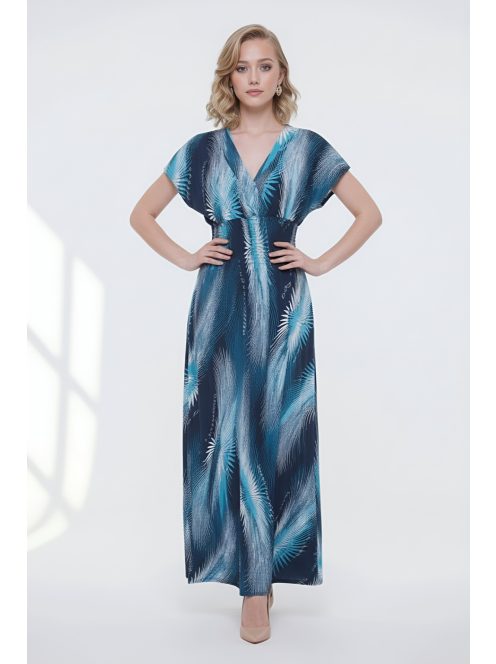 ANNI ejtett vállú maxiruha - türkiz/sötétkék