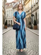 ANNI ejtett vállú maxiruha - türkiz/sötétkék