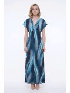ANNI ejtett vállú maxiruha - türkiz/sötétkék