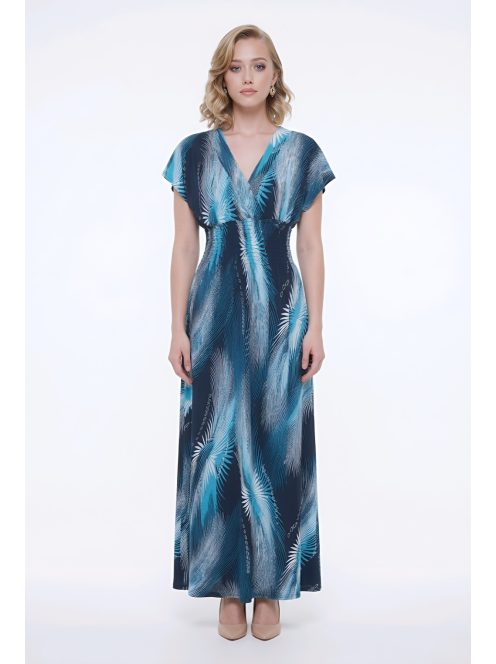 ANNI ejtett vállú maxiruha - türkiz/sötétkék