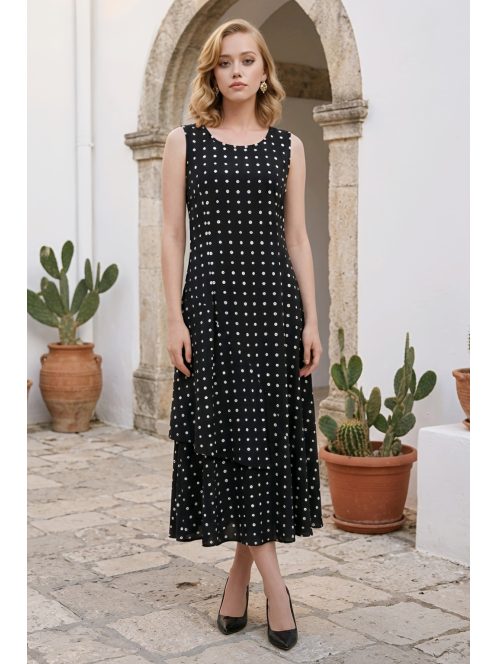 DONA pöttyös ruha - fekete