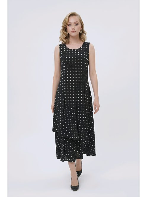 DONA pöttyös ruha - fekete