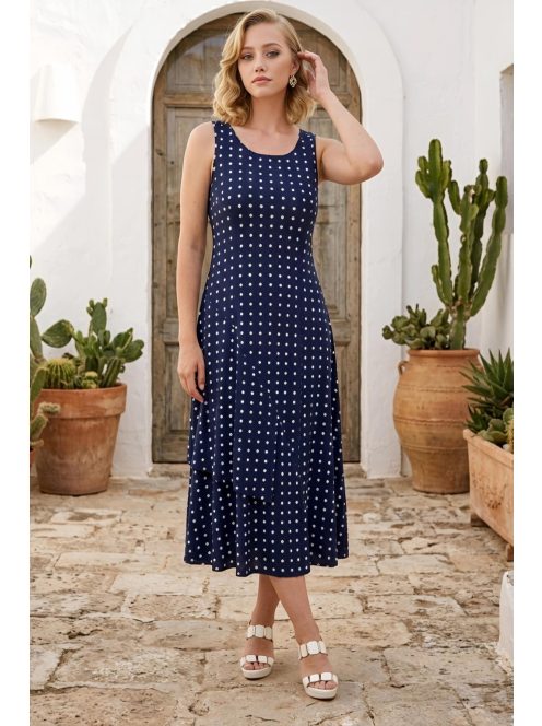 DONA pöttyös ruha - sötétkék