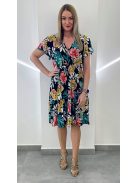 AMY fodros vállú ruha - fekete alapon