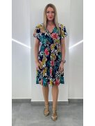 AMY fodros vállú ruha - fekete alapon