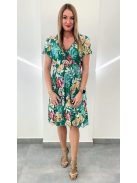 AMY fodros vállú ruha - zöld alapon