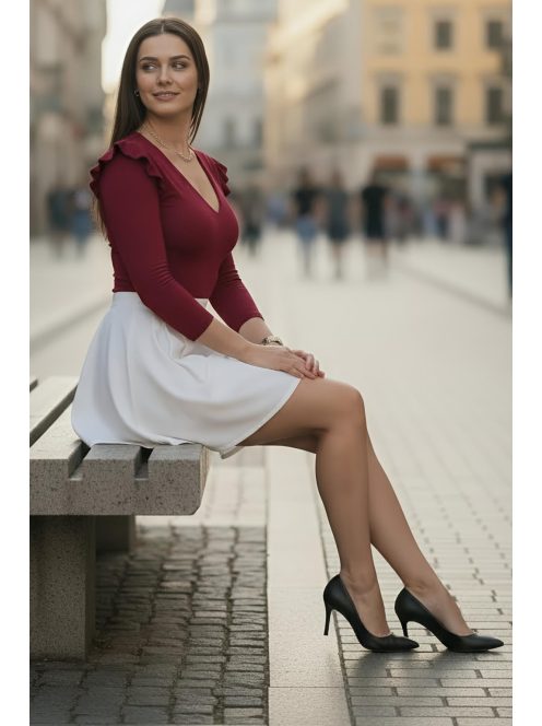 ALICIA fodros vállú felső - murdum bordó