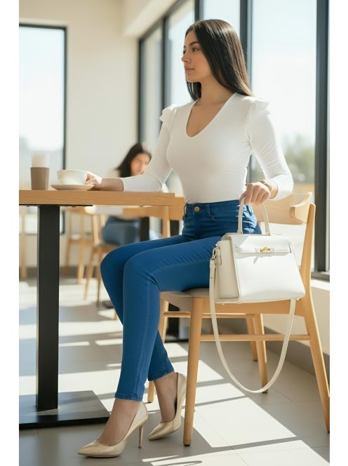 ALICIA fodros vállú felső - fehér