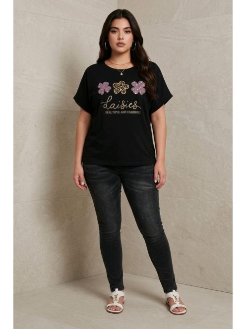 FLORA rövidujjú felső - fekete