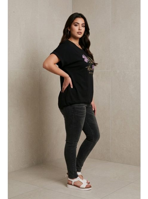 FLORA rövidujjú felső - fekete