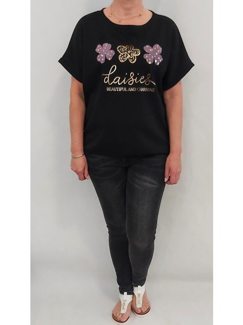 FLORA rövidujjú felső - fekete