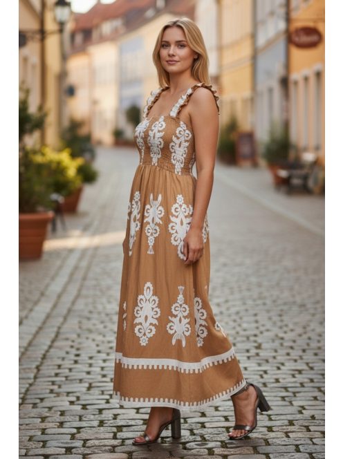 MADLEN vállpántos ruha - barna