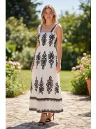 MADLEN vállpántos ruha - fehér/fekete