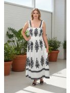 MADLEN vállpántos ruha - fehér/fekete