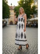 MADLEN vállpántos ruha - fehér/fekete