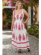 MADLEN vállpántos ruha - fehér/magenta