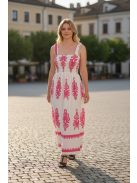 MADLEN vállpántos ruha - fehér/magenta