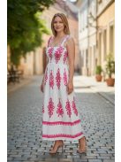 MADLEN vállpántos ruha - fehér/magenta