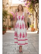 MADLEN vállpántos ruha - fehér/magenta