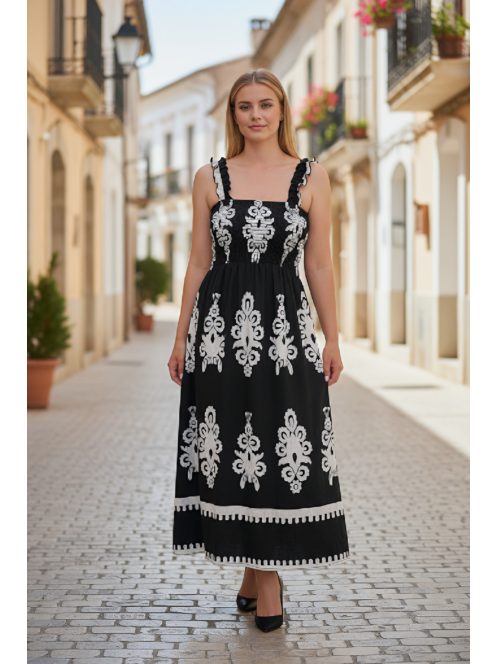 MADLEN vállpántos ruha - fekete