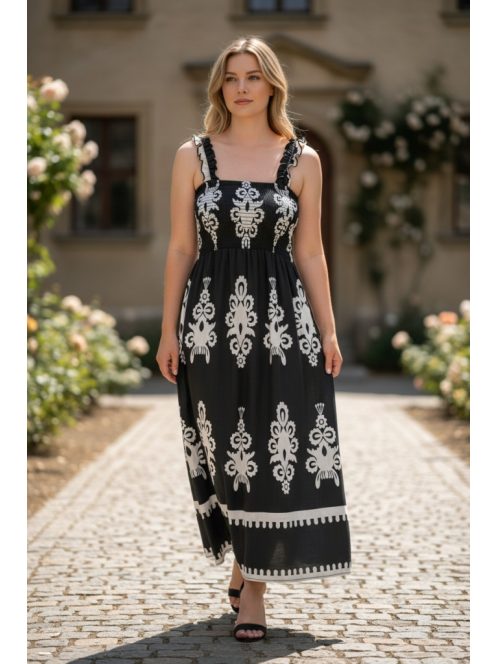 MADLEN vállpántos ruha - fekete