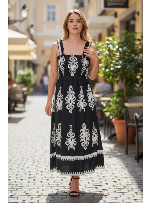 MADLEN vállpántos ruha - fekete