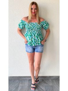 NEW COLLECTION rövidujjú felső - zöld virággal