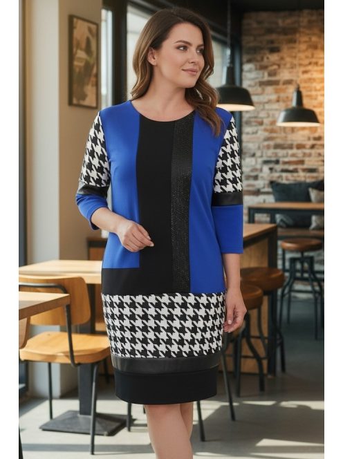 BELLA EXTYN ruha pepita mintával - királykék