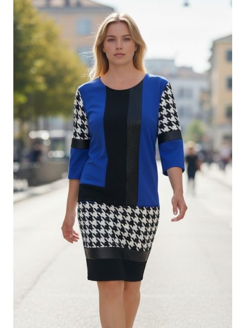 BELLA EXTYN ruha pepita mintával - királykék