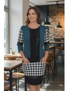 BELLA EXTYN ruha pepita mintával - petrol