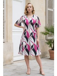   ALIZ oldalt megkötős nagyméretű ruha (L-4XL) - pink/fekete