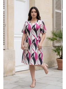  ALIZ oldalt megkötős nagyméretű ruha (L-4XL) - pink/fekete