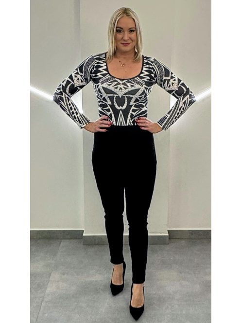 BARBI  női felső - fekete alapon