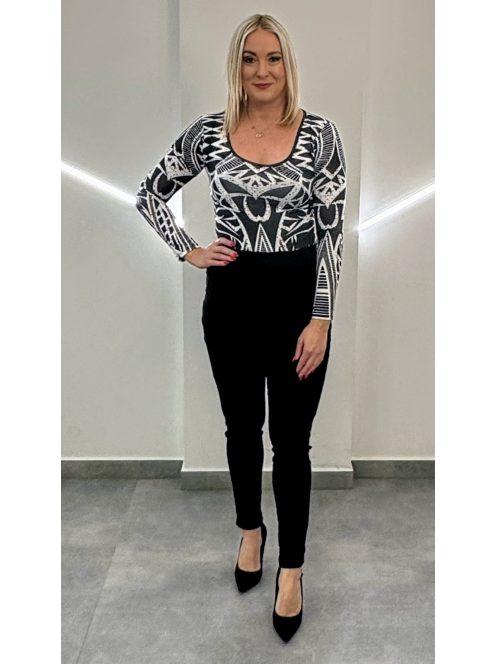 BARBI  női felső - fekete alapon