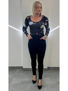BARBI  női felső - fekete virágos