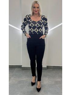 BARBI  női felső fekete - rombusz minta