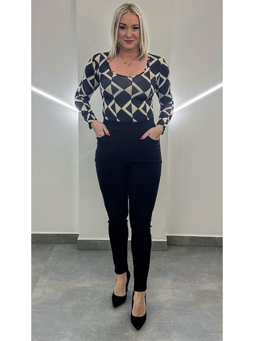 BARBI  női felső fekete - rombusz minta