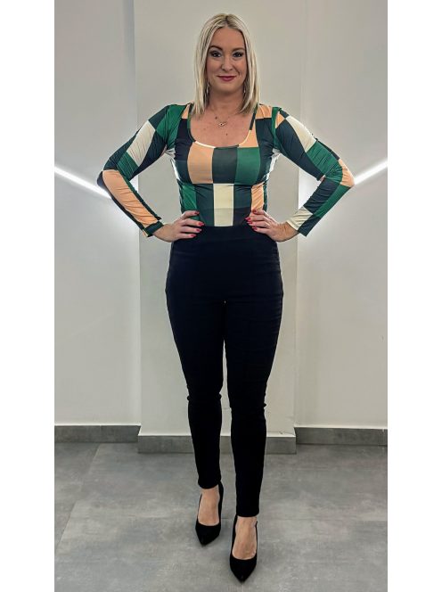 BARBI  női felső - zöld kockás