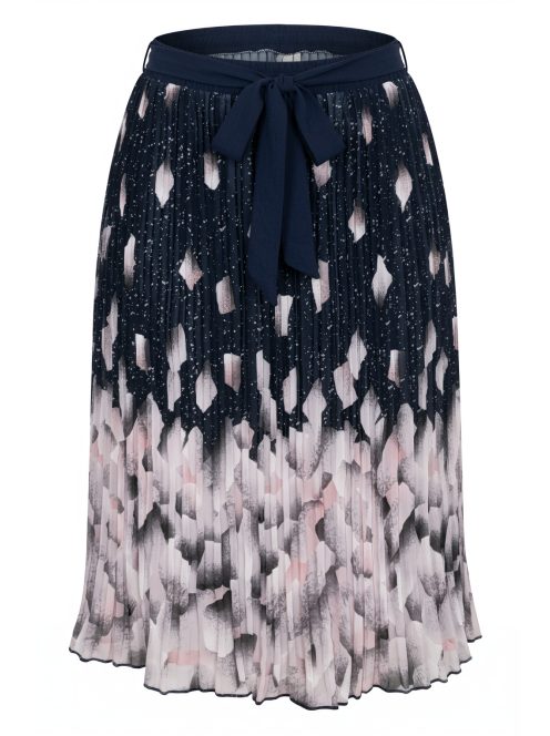 KUBA nagyméretű nyári szoknya (XL-5XL) - sötétkék/pink minta