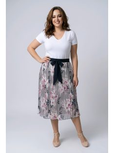KUBA nagyméretű nyári szoknya (XL-5XL) - pink virággal